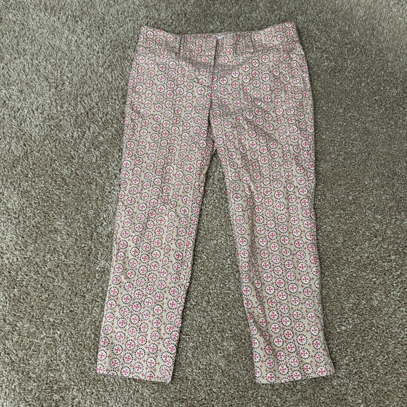 Loft‎ Women’s Tan & Red Geometric Pattern Pants Size 4P - Picture 1 of 9